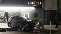 Man whose car struck crowd outside LA club, injuring 30, was shot, attacked by crowd