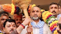 Former MLC Brijesh Singh Felicitated with Mace and 51-kg Garland