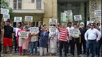 Mahagun Modern society residents protest against AOA, demand elections