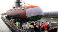 Scorpene Class Submarine ‘Kalvari’ set afloat at Naval Dockyard Mumbai