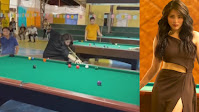 Kylie Padilla shows off some mad pool skills on the set of 'Bolera'