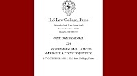 ILS Law College, Pune One Day Seminar on 'Reforms in Bail Law to Maximize Access to Justice': 14 October 2023
