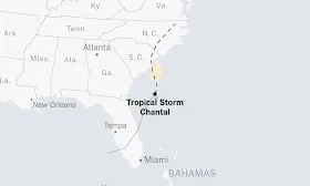 Tropical Storm Chantal Forms Off the Coast of South Carolina