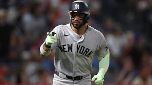 New York Yankees celebrating a 10th inning victory over the Los Angeles Angels