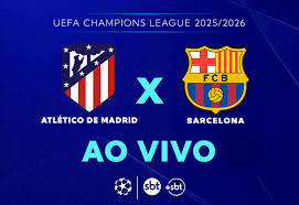 Atlético de Madrid x Barcelona na UEFA Champions League 2025/2026, ao vivo pelo SBT.