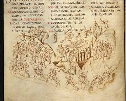 Image of Utrecht Psalter manuscript illustration Carolingian