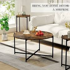 Amazon.com: DKLGG Coffee Table Set of 3, Round Coffee Table & 2pcs End Table with Metal Frame Sofa Side Tables Perfect for Living Room Apartment Accent Furniture : Home & Kitchen