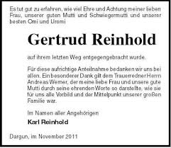 Gertrud Reinhold | Nordkurier Anzeigen