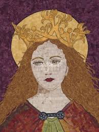 &quot;Golden Intercessor&quot; fabric mosaic - Virgin Mary by Kerri Jones ... - Saint-Catherine-of-Alexandria--fabric-mosaic_art