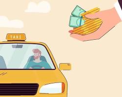 Image of happy taxi driver with a tip