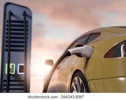 Image of futuristic electric car charging station smart city 2026 automotive industry photo