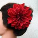 Red flower hair clip