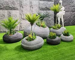 Hình ảnh về minimalist stone planter with a green plant