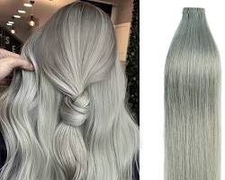 Image de Long Grey Hair with TapeIn Extensions