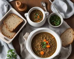 Image of Lentil soup with wholewheat bread