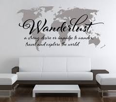 Wanderlust Travel Quote World Map Wall Art Decal by decalSticker ... via Relatably.com