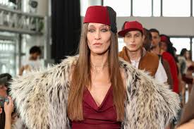 Alana Hadid Frees the Nipple in Sheer Red Silk on Paris Fashion Week Runway