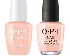 Image of OPI Nail Lacquer Stop It I'm Blushing (T74) bottle on a soft peach background