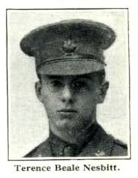 Second Lieutenant, 3rd Battalion (Reserve) attached 2nd Battalion, Dorestshire Regiment. Died of wounds 24th April 1916. Aged 18. No known grave. - ElstowSchoolNesbittTerenceBeale