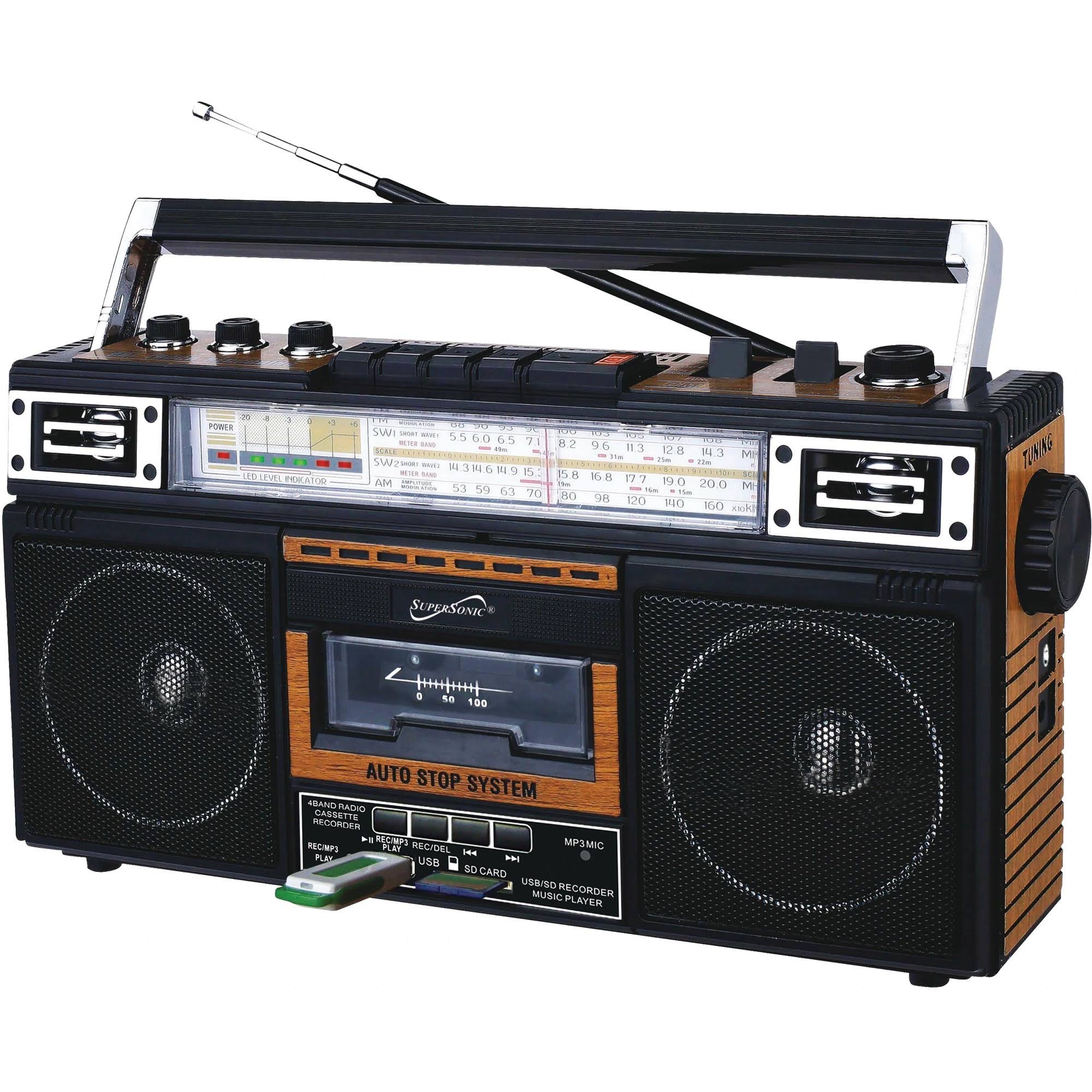 Supersonic Retro 4-Band Radio Cassette Player Bluetooth
