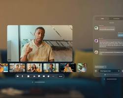 Image of Apple Vision Pro users collaborating in a virtual workspace