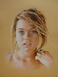 Brian Duey Art - Lindsay Lohan - Colored Pencil by Brian Duey. Lindsay Lohan -. - lindsay-lohan--colored-pencil-brian-duey
