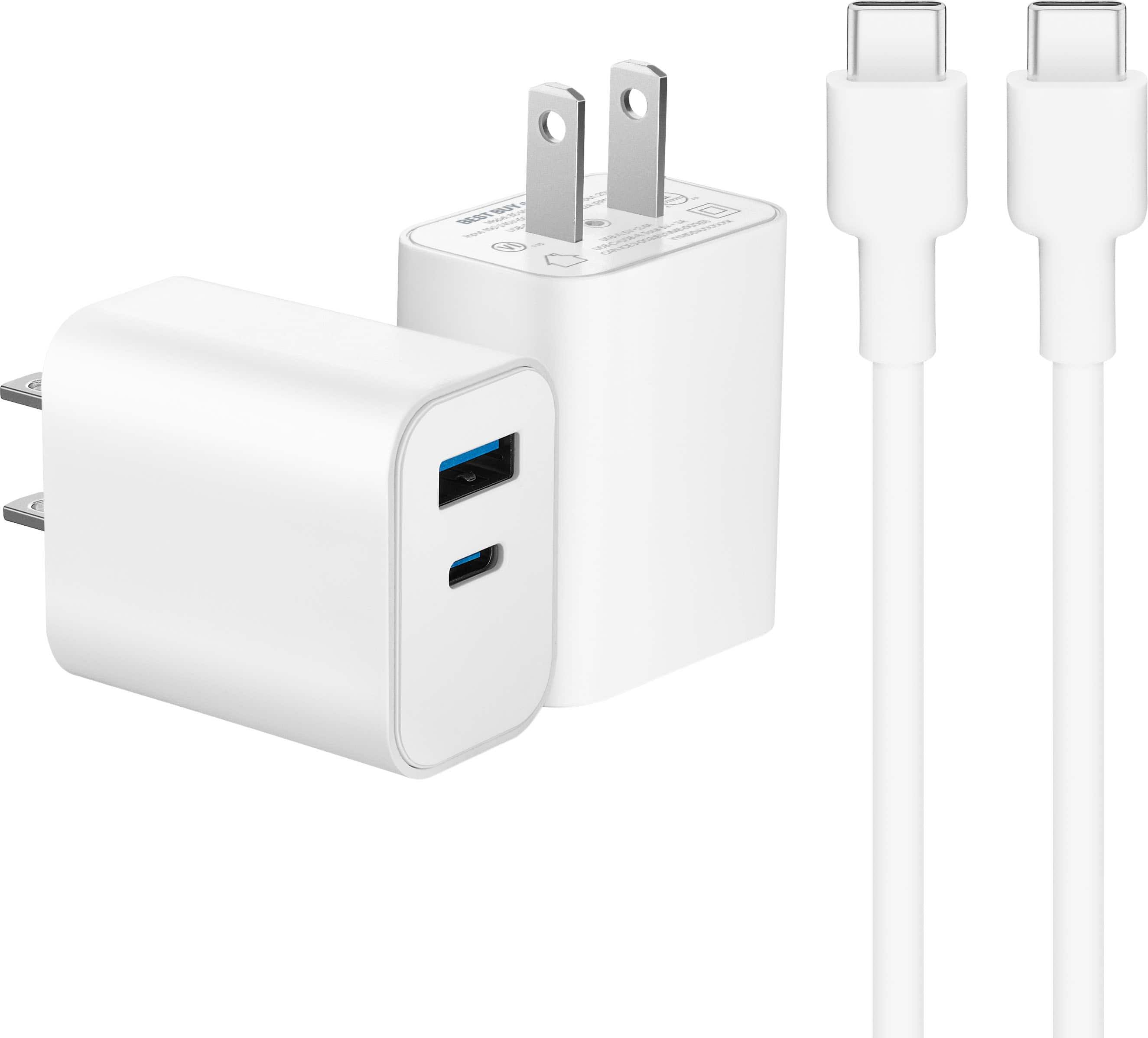 Best Buy essentials 20W Dual-Port Wall Charging Kit for USB-C Smartphones, Tablets and More