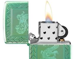 Zippo Armor Hp Green Elegant Dragon Çakmak resmi