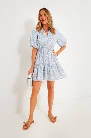 Blue Ditsy Floral Loren Mini Dress | Hyacinth House