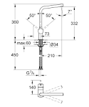 Grohe Minta keukenkraan met L uitloop RVS - 31375DC0
