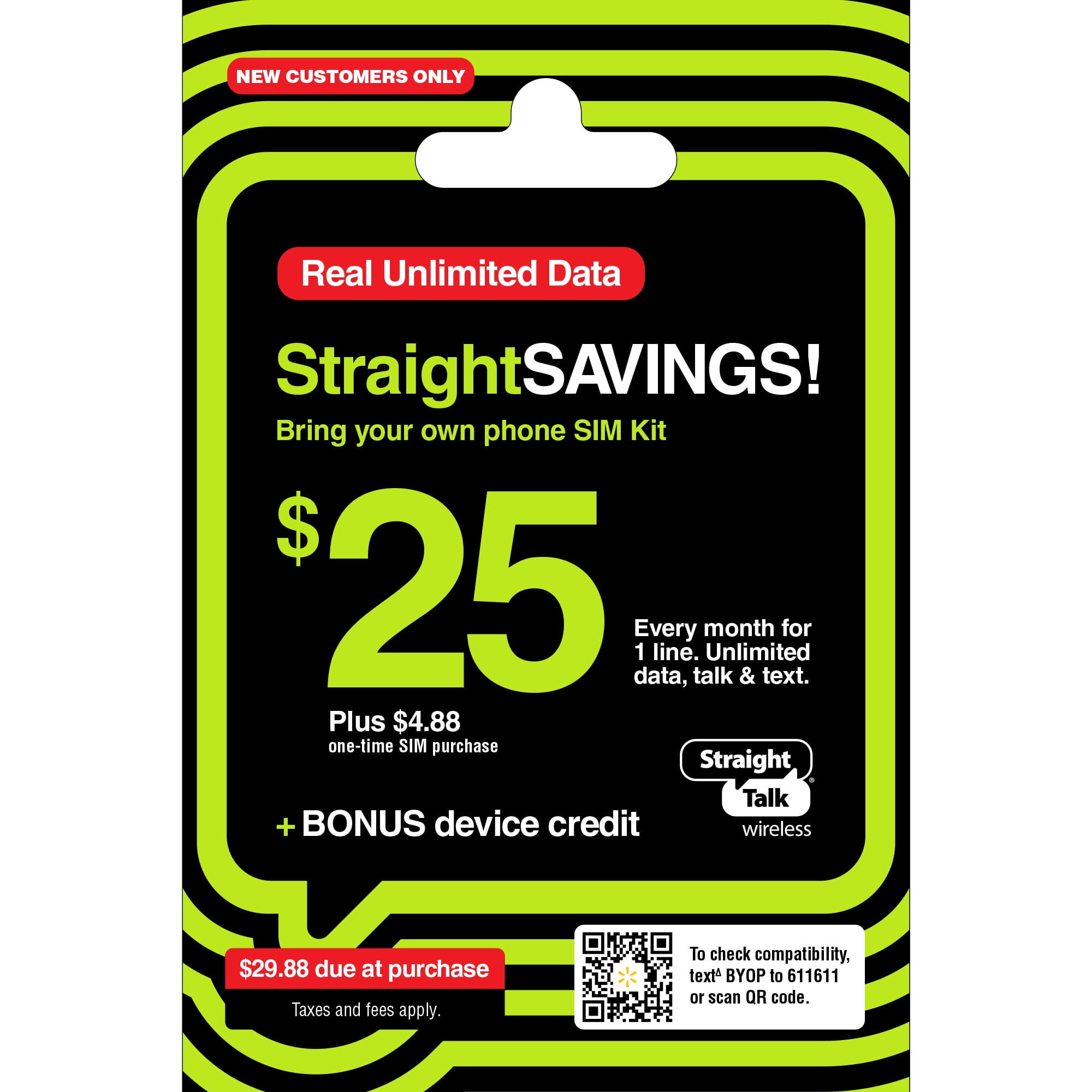 Straight Talk $25 StraightSAVINGS Bring Your Own Phone Mini SIM Kit
