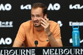 Daniil Medvedev reacts after hearing that Jakub Mensik has withdrawn from his match vs Novak Djokovic