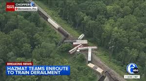 Freight train derails in Bensalem, sending multiple cars off the tracks; residents urged to shelter in place
