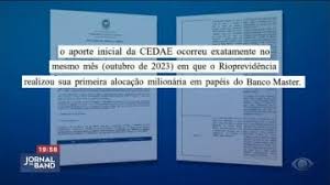 Cedae aponta perdas milionárias após investimentos no Banco Master