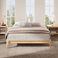 Amazon.com: JIVOIT King Bed Frame, Modern Solid Wood King Platform Bed with Headboard, Wood Platform Bed Frame with Wood Slat Support, Tapered Wood Legs, No Box Spring Needed, Easy Assembly (Gray/King) :