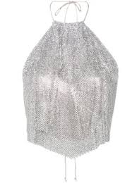MANURI Paper Rock Chainmail Halterneck Top | Silver | FARFETCH JO