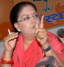 The Hindu In this April 28, 2009 photo former Rajasthan CM Vasundhara Raje Scindia addresses the media in Jaipur. Photo: Rohit Paras Jain. TOPICS - VASUNDHARARAJE_jpg_655e