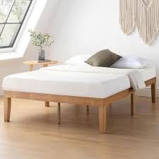 best price mattress Naturalista Classic Brown Natural Pine Solid Wood Frame King Platform Bed with Wooden Slats HD-CSWPB-16NP-K - The Home Depot