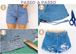 Resultado de imagem para customização de shorts jeans
