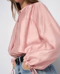 Blusa con mangas abullonadas de mujer