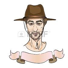 Vector - portrait of an elegant man with a cowboy hat, cartoon over white - 12488837-portrait-of-an-elegant-man-with-a-cowboy-hat-cartoon-over-white