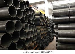 Steel Metal Pipe Stack Inside Factory Stock Photo 1902464365 ...