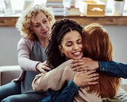 diverse group of women attending a breast cancer support group meetingの画像