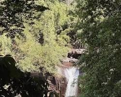 Image of exotic hidden gem travel destination remote waterfall forest secret location photo reference