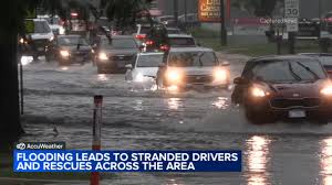 Flooded area in Chicago due to storms