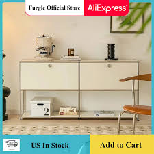 White Storage Cabinet With Drawers Middle Multi-function Stainless Steel Structure with Door for Living Room Furniture Haller - AliExpress