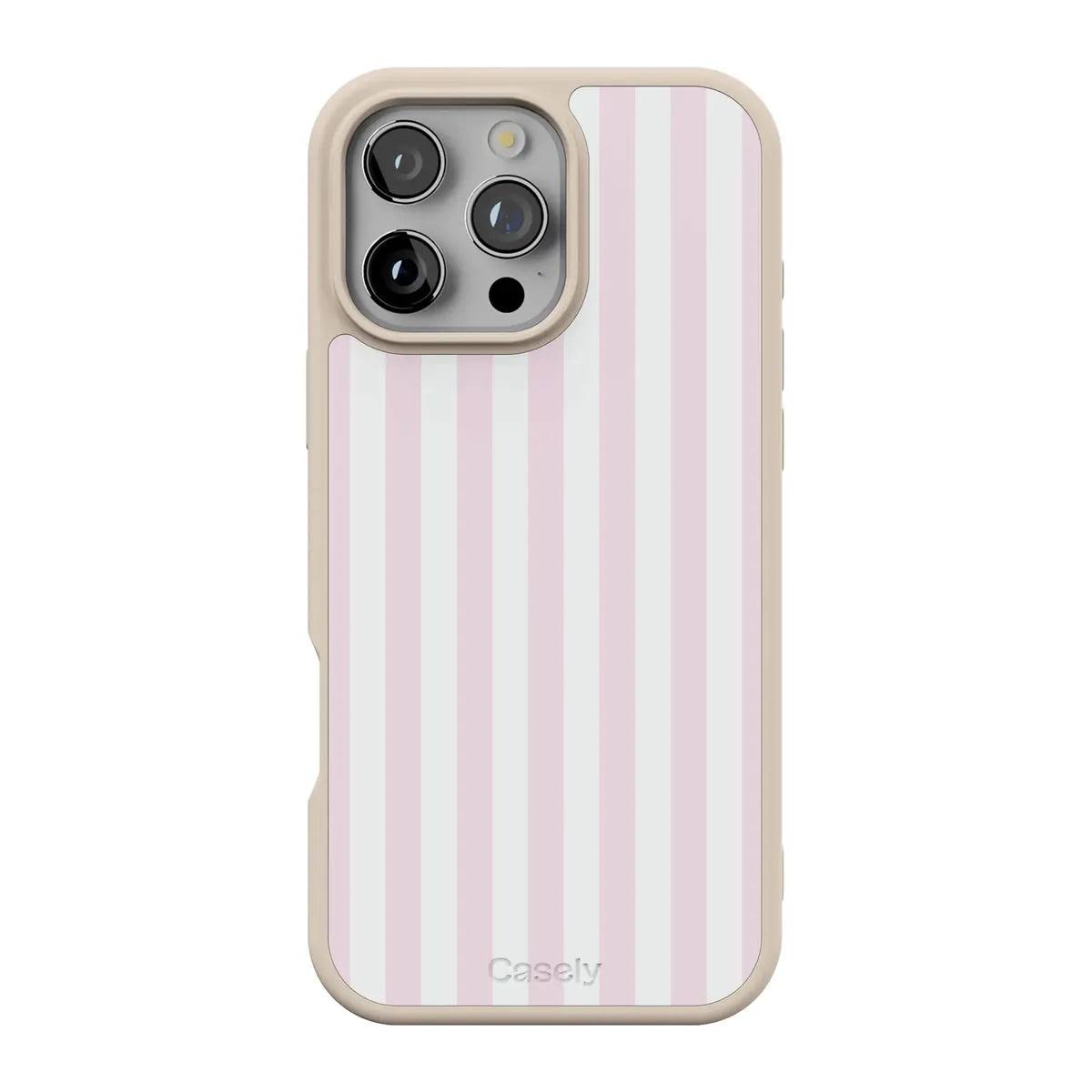 Casely iPhone 16 Pro Max Compatible with MagSafe Pink Stripes