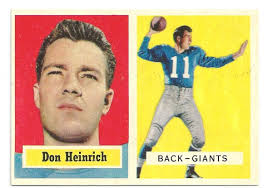 Wayback Machine: &#39;Deadeye&#39; Don Heinrich - Heinrich1957ToppsFootballCard001-e13495580382592