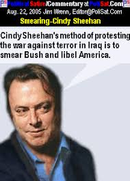 When Cindy Sheehan characterizes Bush as a &quot;war criminal&quot; her supporters laud her as a &quot;grieving Gold-Star mom&quot; ... - Smearing-Cindy_Sheehan