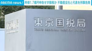 所得1.7億円申告せず脱税か 不動産会社と代表を刑事告発（ABEMA TIMES）